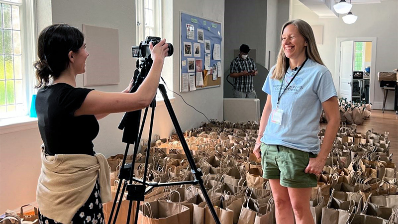 Two volunteers at St. Thomas Richmond Food Pantry